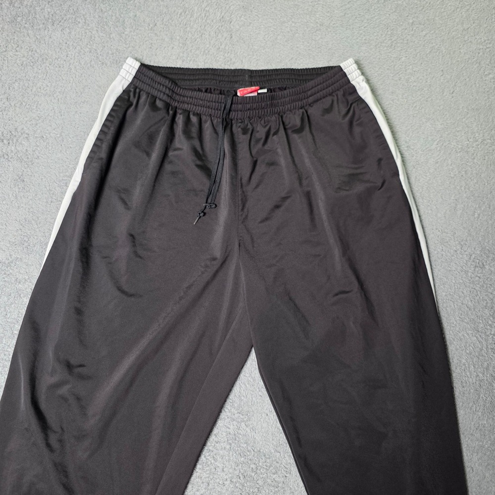 Puma Mens XL Track Pants Black White Side Stripe Elastic Waist Drawstring